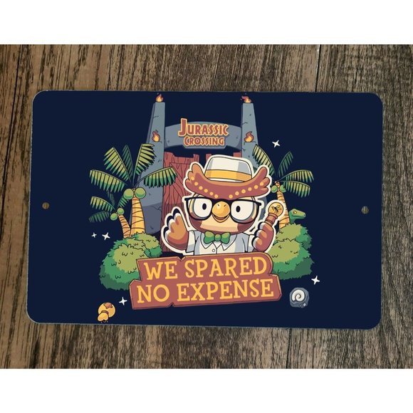 Jurassic Crossing 8x12 Metal Wall Sign Poster Animal Video Game Parody - Picture 1 of 1
